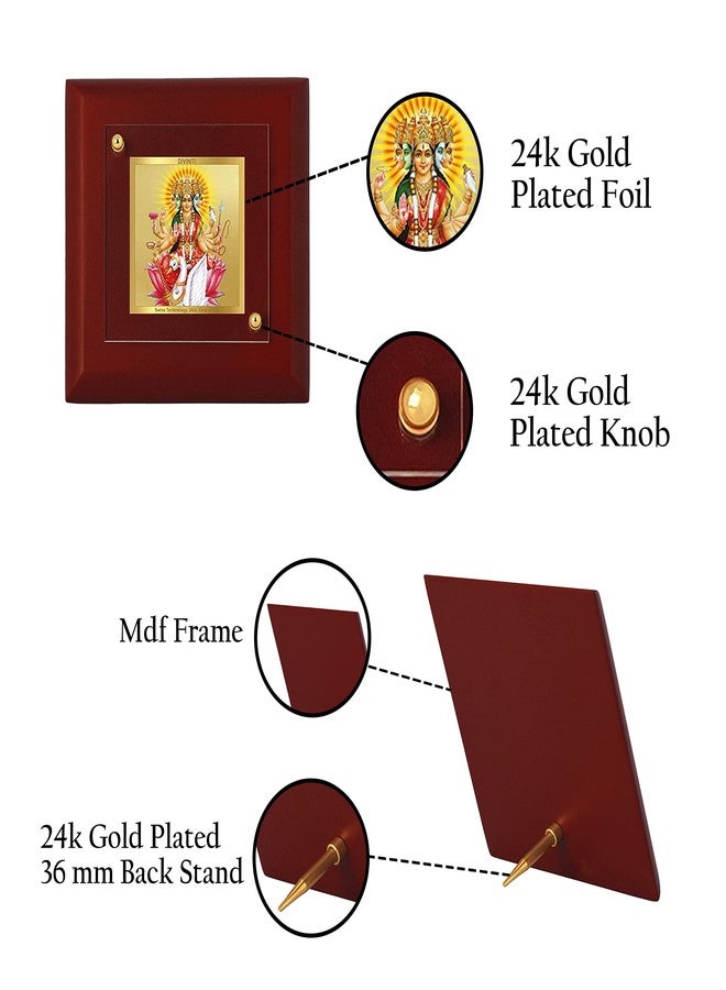 DIVINITI 24K Gold Plated Foil Goddess Gayatri Mata Photo Frame For Home Decor, Table Top|MDF 1A with |Religious Photo Frame Idol For Pooja, Prayer, Gift (10 CM X 10 CM) - Image 3